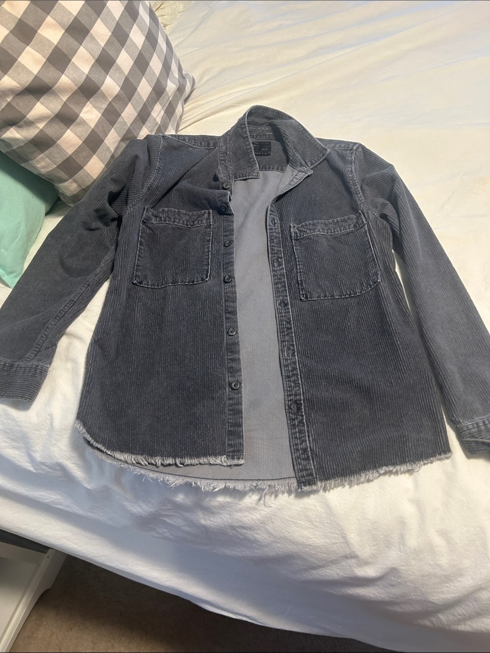 Women's Washed Charcoal Corduroy Shacket